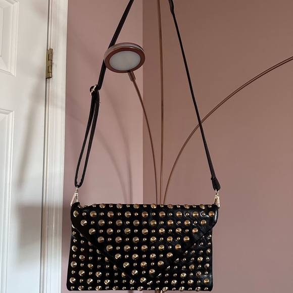 Black Envelope Purse with Gold Studs - Picture 2 of 9